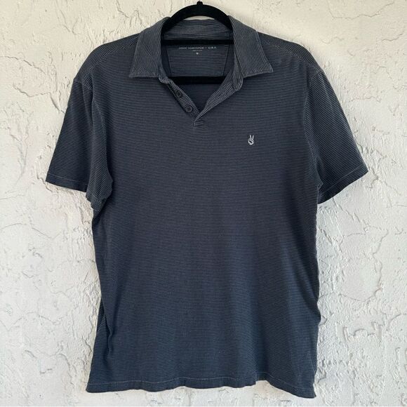 JOHN VARVATOS Stripe Polo Shirt Mens Size Medium Preppy - Picture 1 of 5